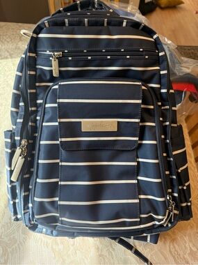 jujube Navy Striped Diaper Bag Backpack GUC
